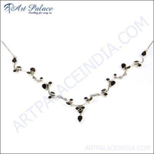 Lastest Luxury Smokey Quartz Silver Necklace Designer Gemstone Necklace Adjustable Necklace