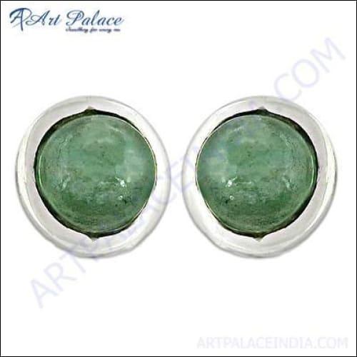 Latest 925 Silver Green Aventurine Earrings Wonderful Stud Earrings Fashion Earrings