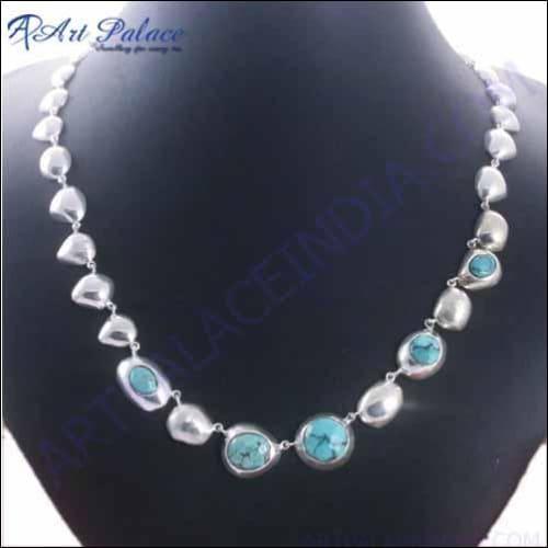 Latest 925 Sterling Gemstone Silver Necklace