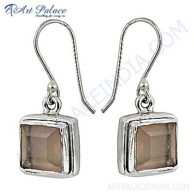 Latest 925 Sterling Silver Rose Quartz Gemstone Earrings Rose Quartz Earring Adorable Earring