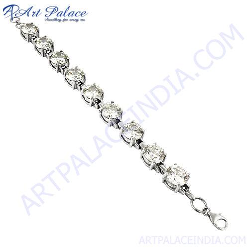 Latest 925 Sterling Silver White Zirconia Gemstone Bracelets Cz Bracelet Trendy Bracelet