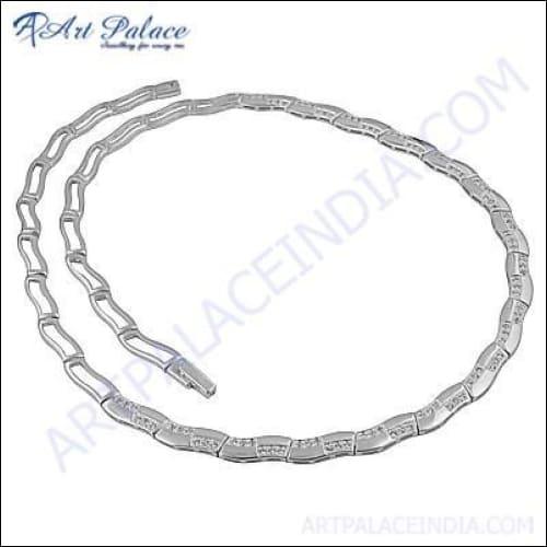 Latest Design Cubic Zirconia Gemstone 925 Silver Necklace Party Wear Cz Necklace Latest Cz Necklace