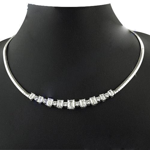 Latest Design Cubic Zirconia Gemstone Silver Necklace, 925 Sterling Silver Jewelry Awesome Cz Necklace Handmade Cz Necklace