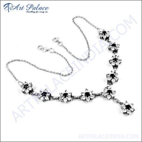 Latest Design Cubic Zirconia Gemstone Silver Necklace Impressive Cz Necklace Trendy Cz Necklace