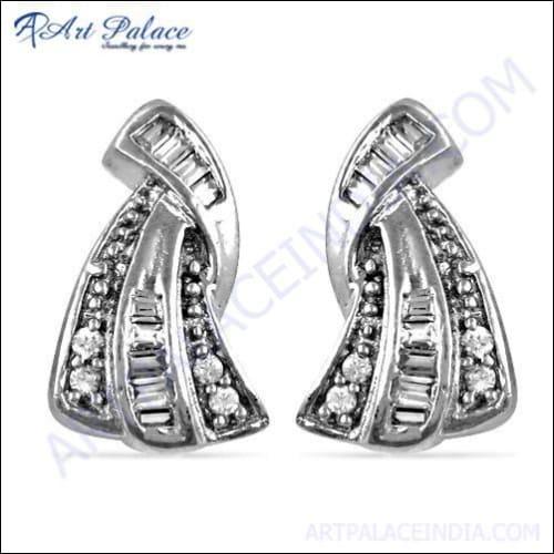 Latest Design Cubic Zirconia Silver Earrings