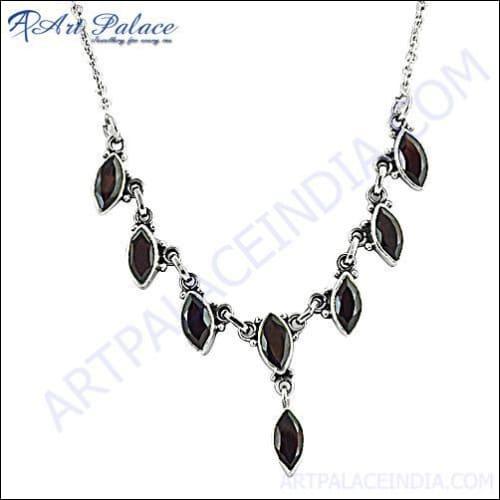 Latest Design Garnet Silver Necklace