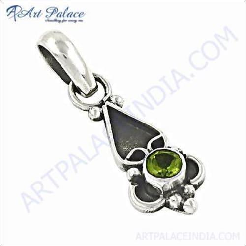 Latest Ethnic Design In Silver Gemstone Pendant Jewelry, 925 Sterling Silver Jewelry