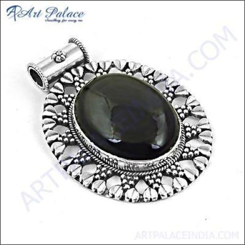 Latest Ethnic Design In Silver Gemstone Pendant Jewelry For Party Wearing Stunning Gemstone Pendant Impressive Pendant