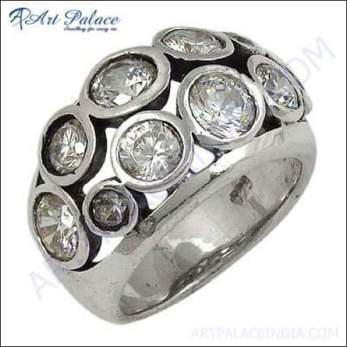 Latest Fashion Cubic Zirconia Gemstone In Silver Ring, 925 Sterling Silver Jewelry Faceted Cz Rings Handmade Rings