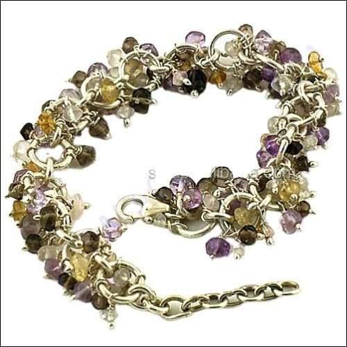 Latest Fashion Multi Gemstone 925 Silver Bracelet Jewelry Colorful Beaded Bracelet Natural Gemstone Bracelet