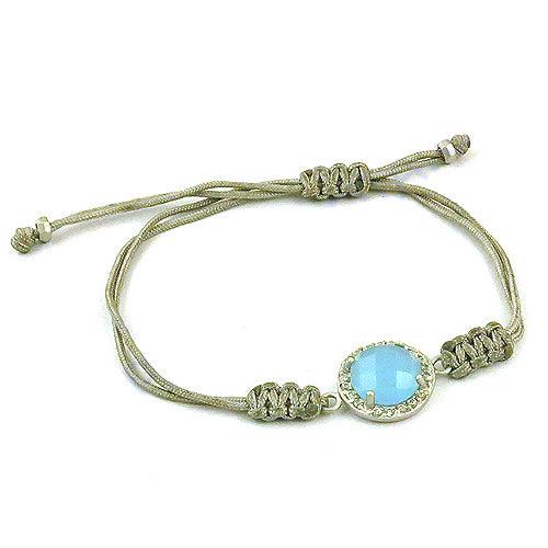 Latest Fashionable CZ & Chalcedony Stone Thread Bracelet, 925 Sterling Silver Jewelry Gemstone Thread Bracelet Superb Bracelet