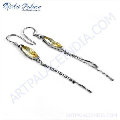 Latest Fashionable Pitch Zirconia Gemstone Silver Earrings
