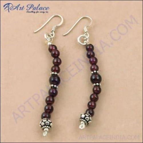 Latest Garnet Gemstone Silver Beaded Earrings Impressive Beaded Earrings High Quality Beaded Earrings