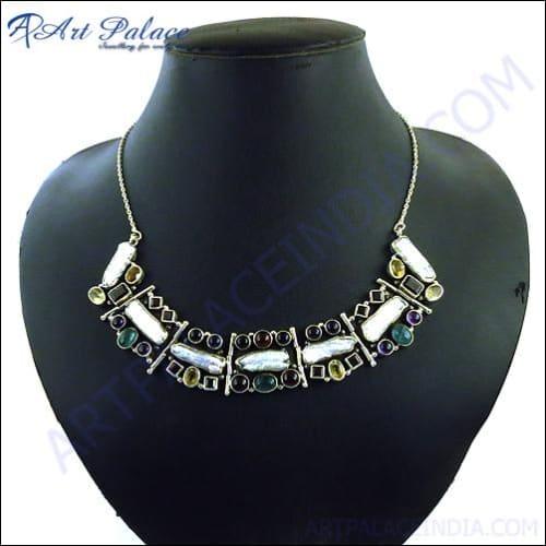 Latest Gemstone Necklace 925 Silver Necklace Fashionable Necklace