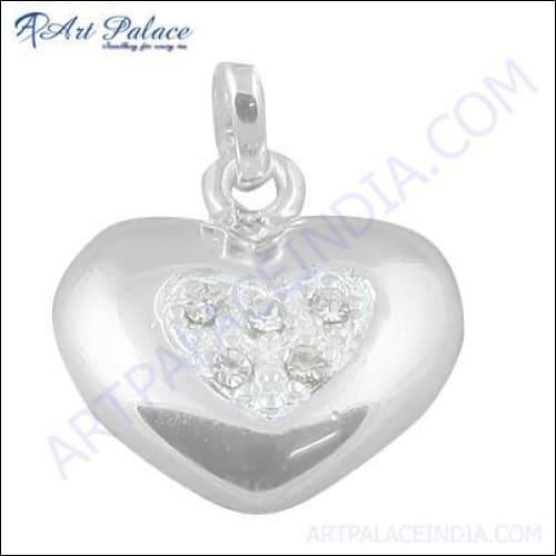 Latest Heart Shape Design In silver Gemstone Cubic Zirconia Pendant Jewelry