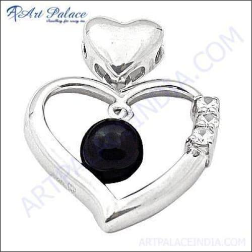 Latest Heart Shape Style In CZ Pendant Jewelry, 925 Sterling Silver Jewelry