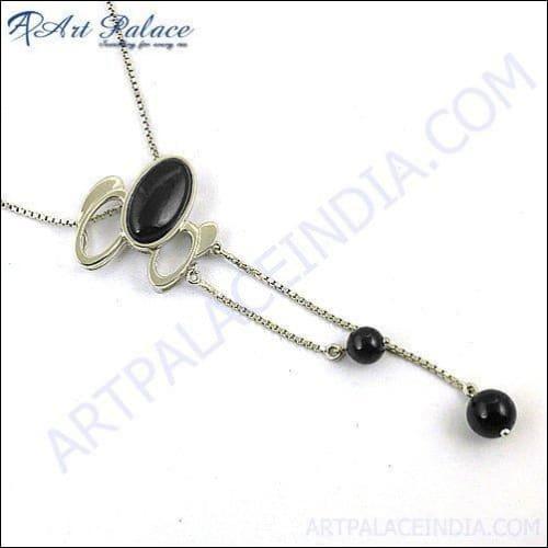 Latest Luxury Black Onyx Silver Necklace
