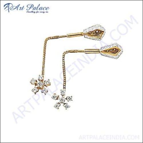 Latest Luxury Cubic Zirconia Gemstone Silver Gold Plated Earrings