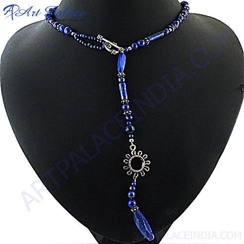 Latest Luxury Lapis Silver Necklace, 925 Sterling Silver Jewelry Adorable Necklace Handmade Necklace