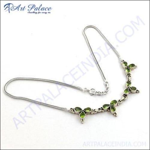Latest Luxury Peridot Gemstone Silver Necklace Peridot Necklace 925 Silver Necklace