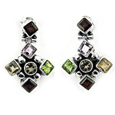 Latest Multi Color Gemstone 925 Silver Earring For Beautiful Ladies Fabulous Earring Hand Finished Earring
