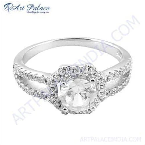 Modern Love CZ Engagement Ring - Elegant and Affordable Choice