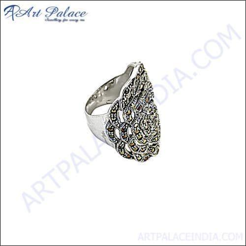 Latest Style Gun Metal Silver Ring Stylish Marcasite Rings Fantastic Marcasite Rings Comfortable Marcasite Rings