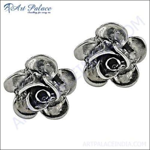 Lotus Style Fashionable Silver Stud Earring