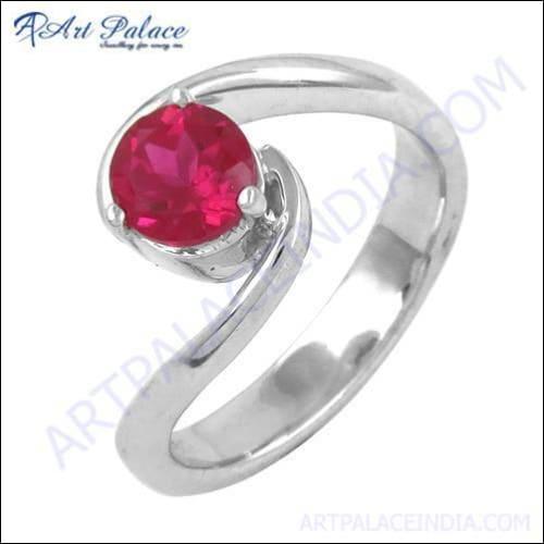 Lovable Red Cubic Zirconia Gemstone Silver Ring Cz Rings Glittering Cz Rings Faceted Cz Rings