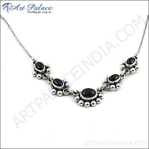 Lovely Black Onyx Silver Necklace