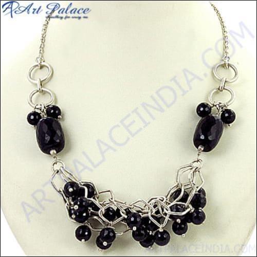 Lovely Black Onyx Sterling Silver Necklace