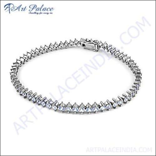 Lovely Blue Topaz Cubic Zirconia Gemstone Silver Bracelet Cz Bracelets Awesome Cz Bracelet