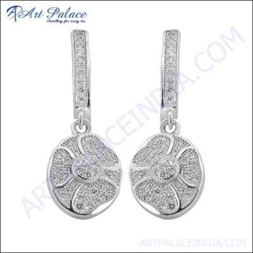 Lovely Designer Cubic Zirconia Silver Earring