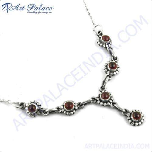 Lovely Garnet 925 Silver Necklace