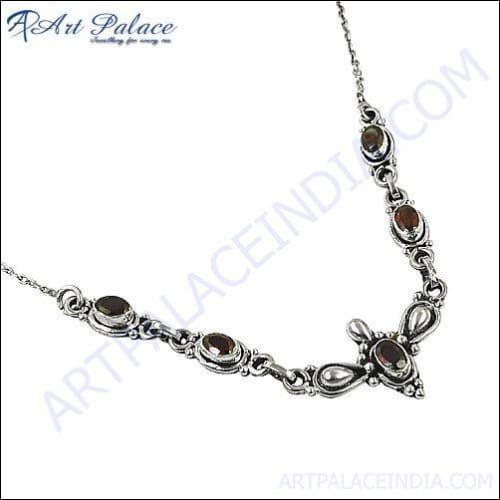 Lovely Garnet Silver Necklace