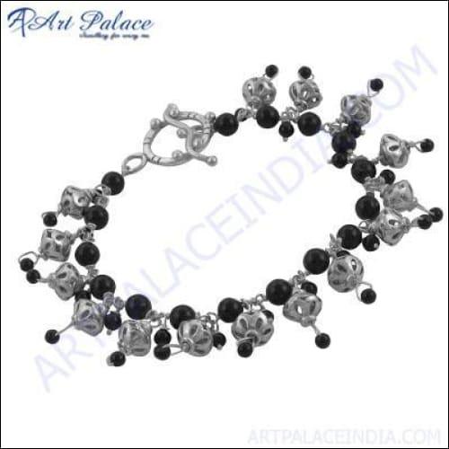 Lovely Gemstone Sterling Silver Bracelet Beaded Bracelet Handmade Bracelet Fashionable Bracelet