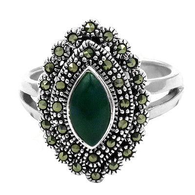 Loving Gemstone Silver Ring. Natural Gemstone Silver Ring Marcasite Rings Fashion Rings