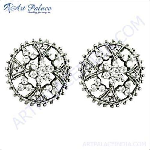Luxurioes Cubic Zirconia Gemstone Silver Earrings Fashion Cz Earrings Perfect Cz Earrings