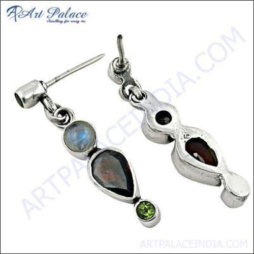Luxurious Multi Stone Silver Earrings Impressive Stud Earrings Adorable Earrings
