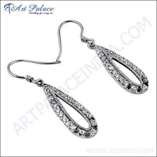 Luxury Cubbic Zirconia Gemstone Silver Earrings For Women's