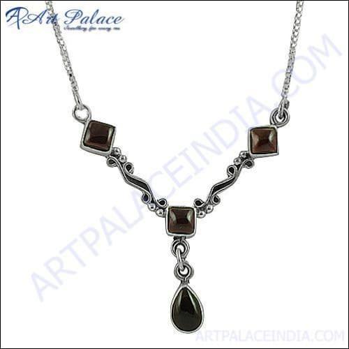 Luxury Garnet Silver Necklace