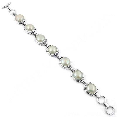 Mabe Pearl Gemstone 925 Silver Bracelet Pearl Bracelet Exceptional Silver Bracelet