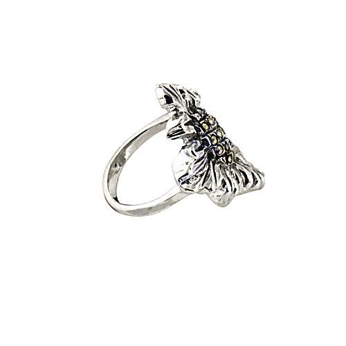Magnificent Gun Metal 925 Silver Ring Marcasite Silver Rings Glittering Rings