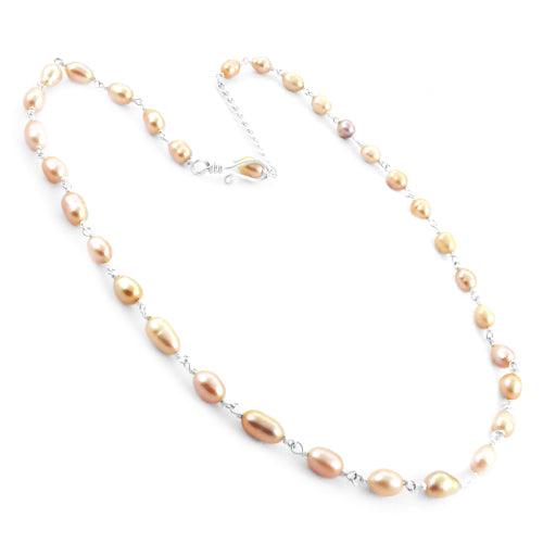 Magnificent Pink Pearl Stone 925 Silver Necklace Newest Beaded Necklace Solid Necklace