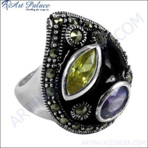 Marcasite Gemstone Silver Ring
