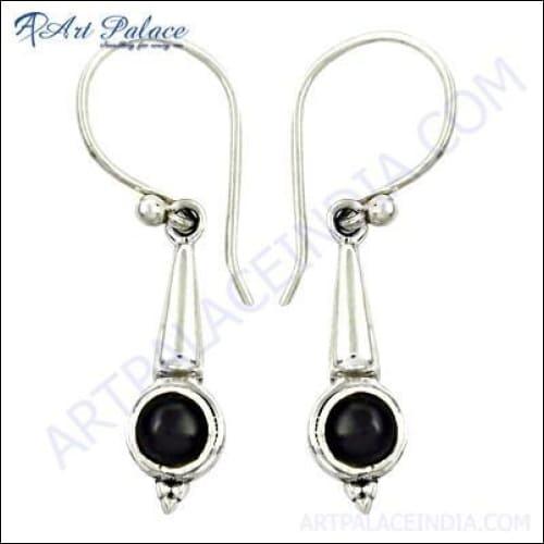 Midnight Black onyx Gemstone 925 Silver Earring