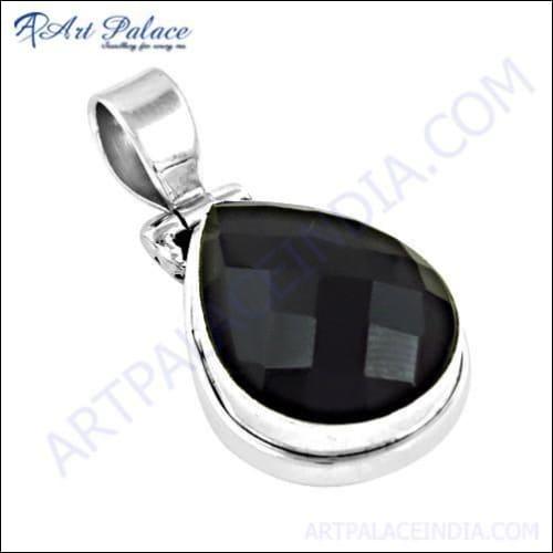 Midnight Black Onyx Gemstone 925 Silver Pendant