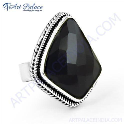 Midnight Black Onyx Gemstone 925 Silver Ring