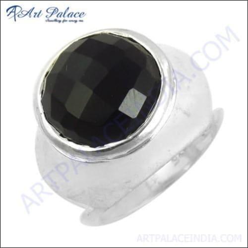 Midnight Black Onyx Gemstone Silver Ring, 925 Sterling Silver Jewelry