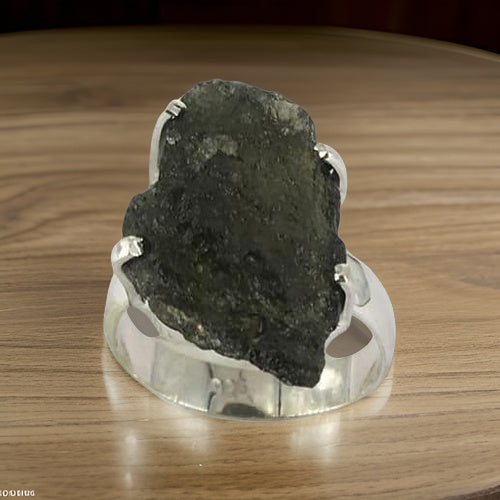 Rough Moldavite Ring